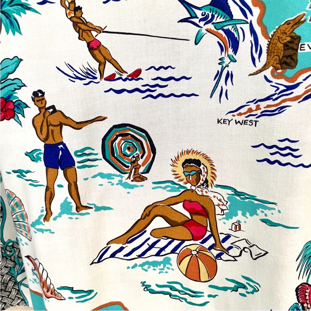 REYN Spooner vintage Hawaiian shirt FLORIDA STATE MAP tropical mens XL beach - Picture 7 of 11